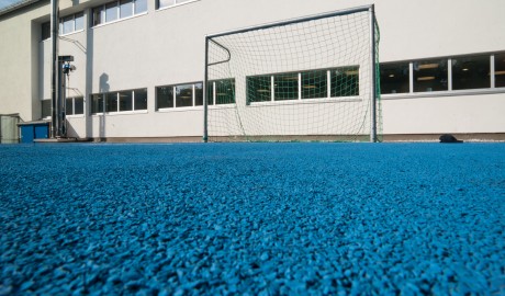 Blue athletic running track