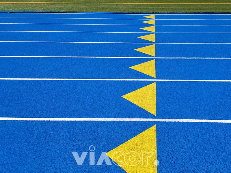 Blue athletic running track